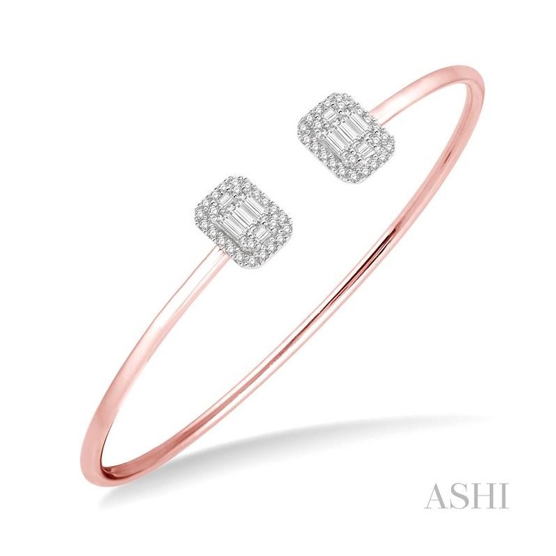 ASHI Stackable Halo Fusion Diamond Open Cuff Bangle 7992HPPFVPW