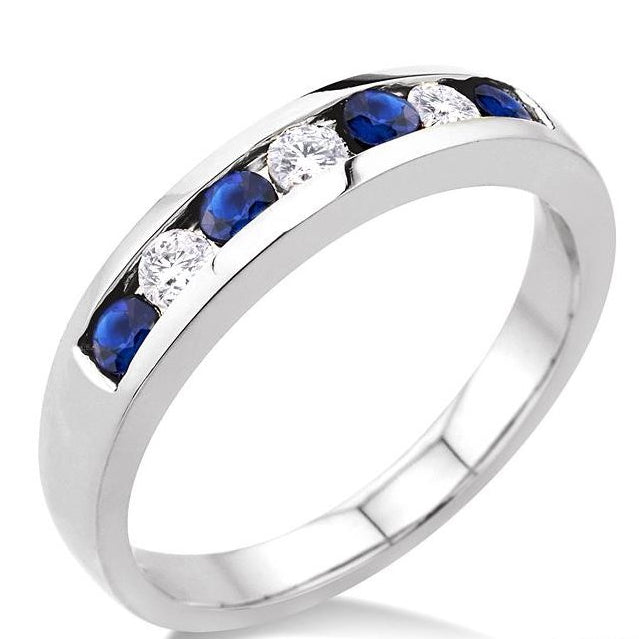Parkplace Jewelers Channel Set Alternate Gemstone & Diamond Wedding Band 30317PPFXSPWG