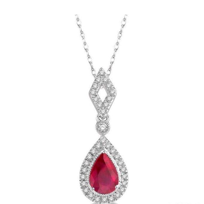 Parkplace Jewelers Pear Shape Gemstone & Halo Diamond Pendant 58578PPTSPDRBWG
