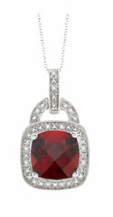 Parkplace Jewelers Silver Cushion Shape Gemstone & Diamond Pendant 88139PPSSGTSLPD