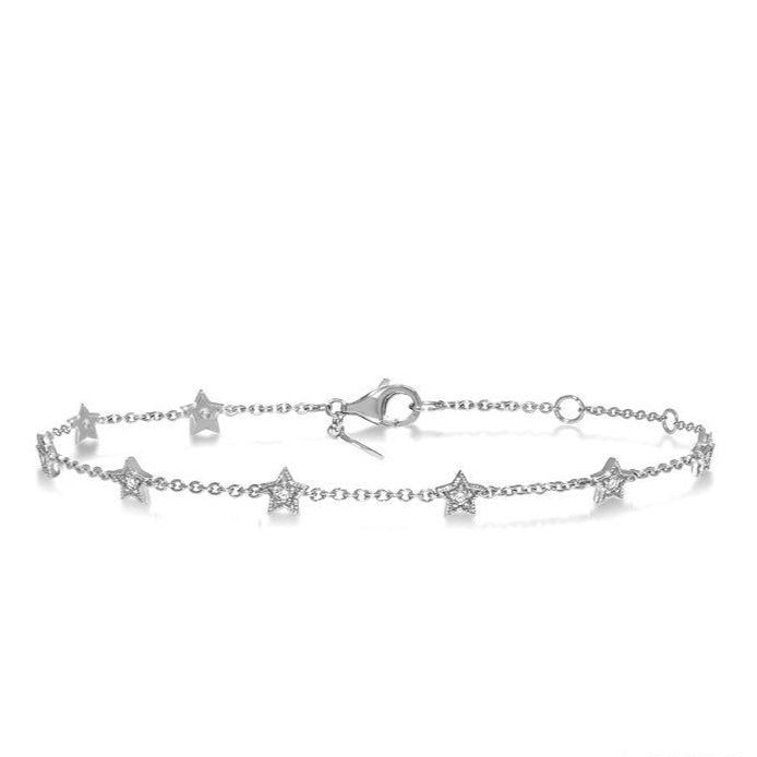 Parkplace Jewelers Star Diamond Station Chain Bracelet 705C0PPTGWG