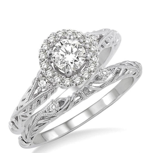 Parkplace Jewelers Round Shape Halo Diamond Wedding Set 19223PPFVWG-WS