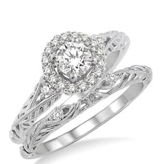 Parkplace Jewelers Round Shape Halo Diamond Wedding Set 19223PPFVWG-WS