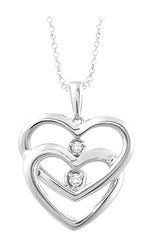Parkplace Jewelers Silver Twin Heart Shape Diamond Fashion Pendant 86469PPSXSLPD
