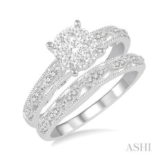 ASHI Round Shape Lovebright Diamond Wedding Set 158C4PPFVWG-WS