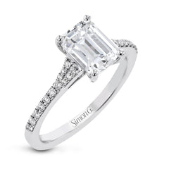 Emerald-Cut Engagement Ring In 18k Gold With Diamonds LR2507 WHITE 18K SEMI