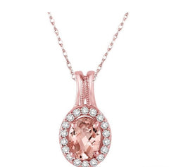 Parkplace Jewelers Oval Shape Gemstone & Halo Diamond Pendant 58518PPFXPDMOPG