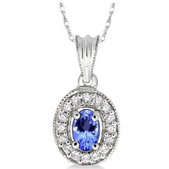 Parkplace Jewelers Oval Shape Gemstone & Diamond Pendant 58197PPFNPDTZWG