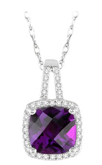 Parkplace Jewelers Cushion Shape Gemstone & Halo Diamond Pendant 61147PPTSPDAMWG