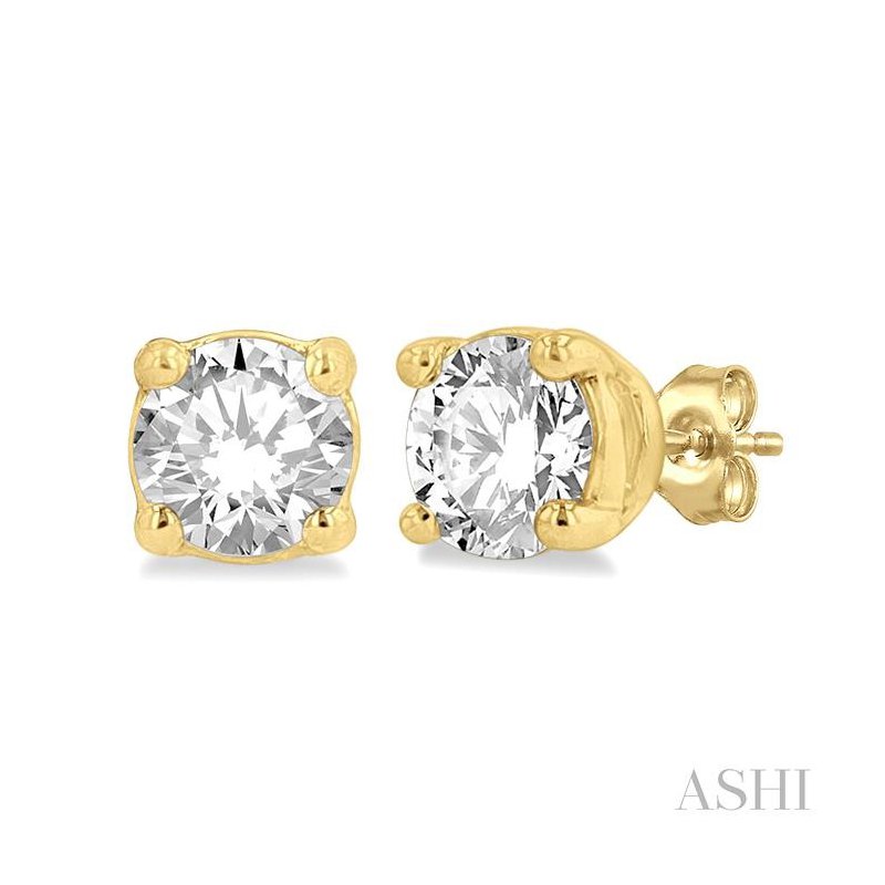 ASHI Round Shape Diamond Stud Earrings 66306PPFGERYG