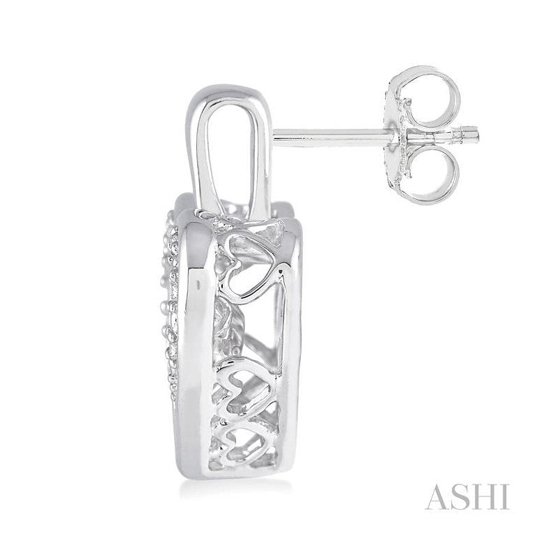 ASHI Silver Heart Shape Emotion Diamond Earrings 80039PPSXSLER