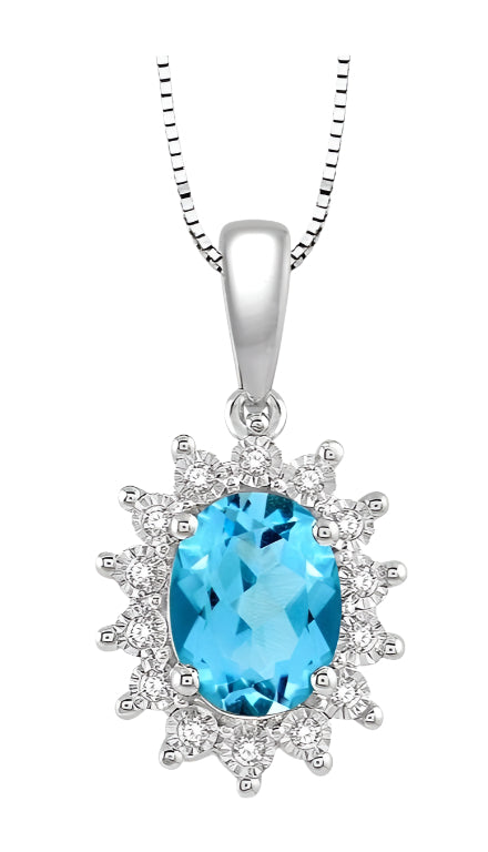 Parkplace Jewelers Oval Shape Gemstone & Halo Diamond Pendant 60058PPTSPDBTWG