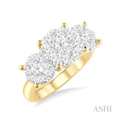 ASHI Round Shape Past Present & Future Lovebright Essential Diamond Engagement Ring 36920PPFGYW-1.50