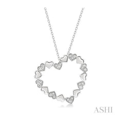 ASHI Silver Puffed Heart Shape Diamond Pendant 84109PPSSSLPD