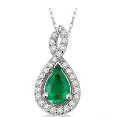 Parkplace Jewelers Pear Shape Gemstone & Halo Diamond Pendant 58368PPFNPDEMWG