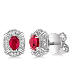 Parkplace Jewelers Oval Shape Gemstone & Halo Diamond Earrings 58438PPFSERRBWG