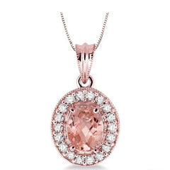 Parkplace Jewelers Oval Shape Gemstone & Halo Diamond Pendant 58215PPFNPDMOPG