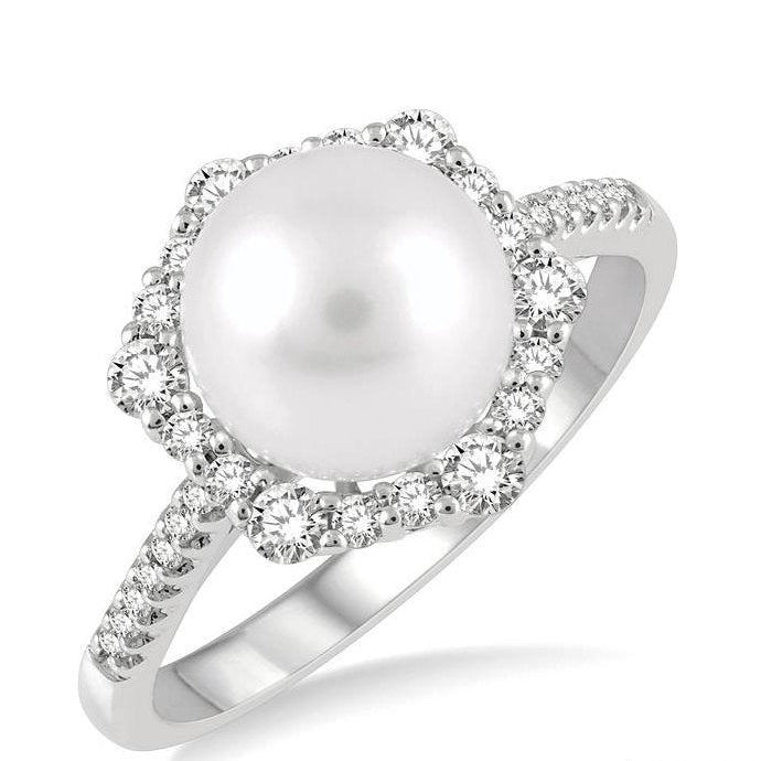 Parkplace Jewelers Pearl & Halo Diamond Fashion Ring 56175PPFGWPWG