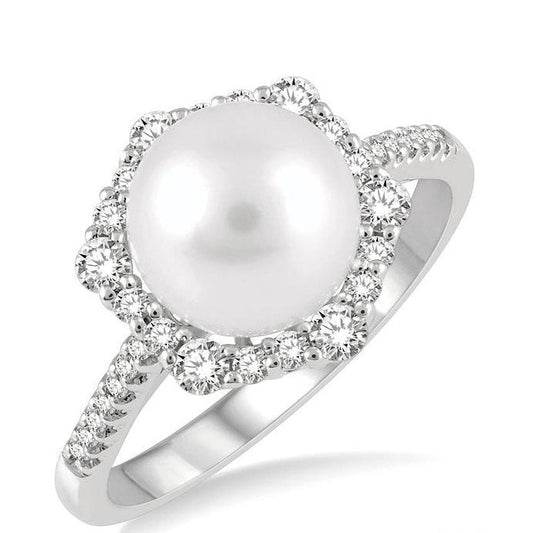 Parkplace Jewelers Pearl & Halo Diamond Fashion Ring 56175PPFGWPWG