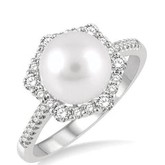 Parkplace Jewelers Pearl & Halo Diamond Fashion Ring 56175PPFGWPWG