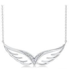 Parkplace Jewelers Silver Angel Wings Diamond Fashion Pendant 84189PPSSSLPD