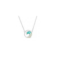 Ocean City sand and turquoise wave stationary necklace