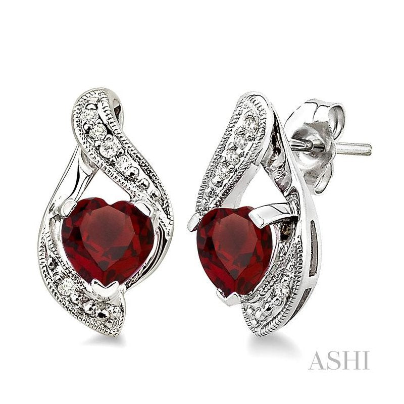 ASHI Silver Heart Shape Gemstone & Diamond Fashion Earrings 88179PPSSGTSLER