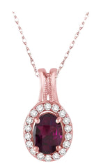 Parkplace Jewelers Oval Shape Gemstone & Halo Diamond Pendant 58518PPFXPDRHPG