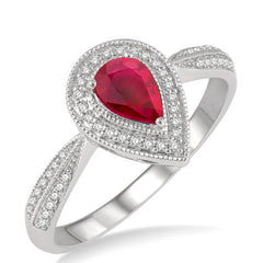 Parkplace Jewelers Pear Shape Gemstone & Halo Diamond Ring 42768PPTSRBWG