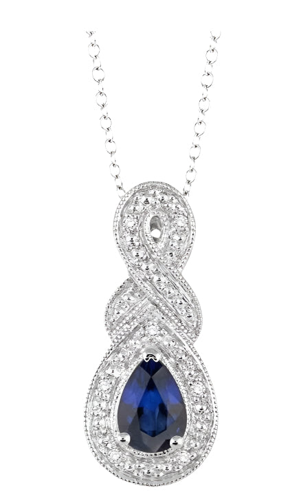 Parkplace Jewelers Silver Pear Shape Gemstone & Diamond Pendant 88649PPSSSPSLPD