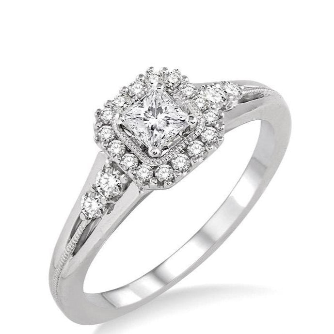Parkplace Jewelers Princess Shape Halo Diamond Engagement Ring 14943PPFHWG-LE