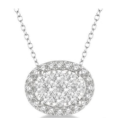 Parkplace Jewelers Oval Shape East-West Halo Lovebright Essential Diamond Pendant 914A3PPFVPDWG