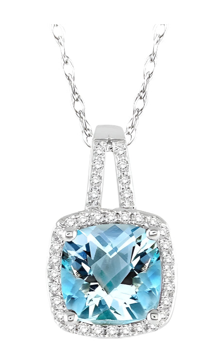 Parkplace Jewelers Cushion Shape Gemstone & Halo Diamond Pendant 61147PPTSPDAQWG