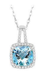 Parkplace Jewelers Cushion Shape Gemstone & Halo Diamond Pendant 61147PPTSPDAQWG