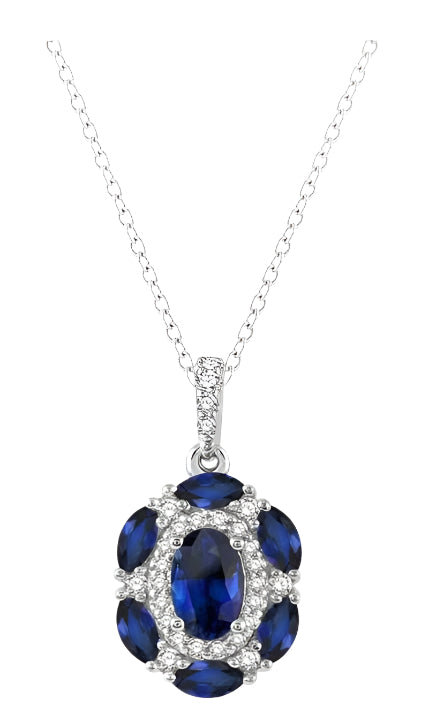 Parkplace Jewelers Oval Shape Gemstone & Halo Diamond Pendant 57468PPFHPDSPWG