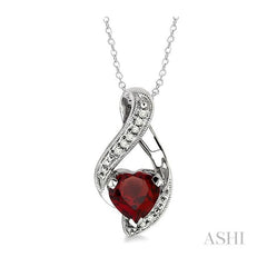 ASHI Silver Heart Shape Gemstone & Diamond Fashion Pendant 88179PPSSGTSLPD