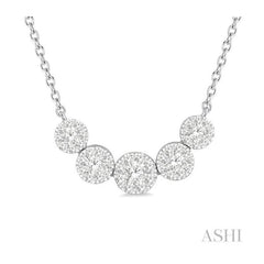 ASHI Round Shape 5 Stone Lovebright Essential Diamond Smile Necklace 9936HPPFVNKWG