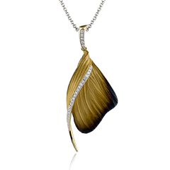 Fallen Leaves Pendant Necklace in 18k Gold with Diamonds DP171 WHITE 18K X