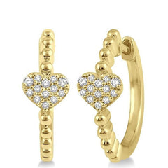 Parkplace Jewelers Pave Set Bead Heart Shape Diamond Hoop Earrings 665V8PPTSERYG
