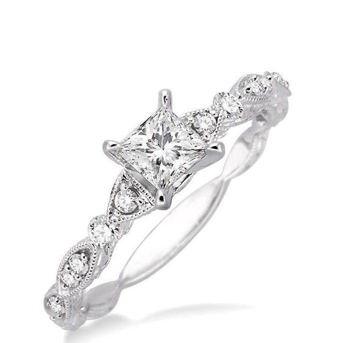 Parkplace Jewelers Princess Shape Semi-Mount Diamond Engagement Ring 22377PPFHWG-SM