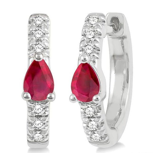 Parkplace Jewelers Pear Shape Gemstone & Petite Diamond Huggie Fashion Earrings 678V8PPTSERRBWG