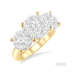 ASHI Round Shape Past Present & Future Lovebright Essential Diamond Engagement Ring 36920PPFGYW-2.00