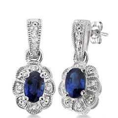 Parkplace Jewelers Silver Oval Shape Gemstone & Diamond Earrings 88349PPSSSPSLER
