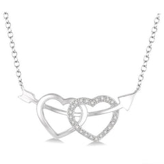 Parkplace Jewelers Silver Twin Heart Shape Arrow Diamond Fashion Pendant 86549PPSSSLPD