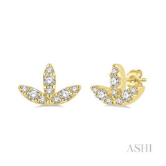 ASHI Leaf Petite Diamond Fashion Earrings 640C8PPTSERYG