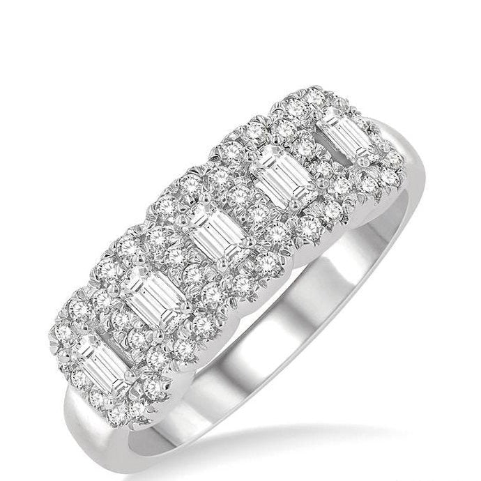 Parkplace Jewelers Emerald Shape 5 Stone Halo Half Eternity Diamond Wedding Band 315E1PPFHWG