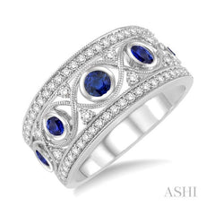 ASHI Gemstone & Diamond Fashion Band 34173PPFHSPWG