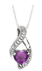 Parkplace Jewelers Silver Heart Shape Gemstone & Diamond Fashion Pendant 88179PPSSAMSLPD