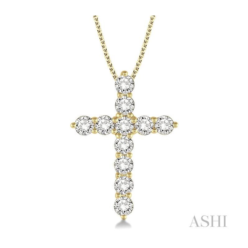 ASHI Cross Diamond Pendant 96450PPFGPDYG-1.50