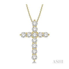 ASHI Cross Diamond Pendant 96450PPFGPDYG-1.50